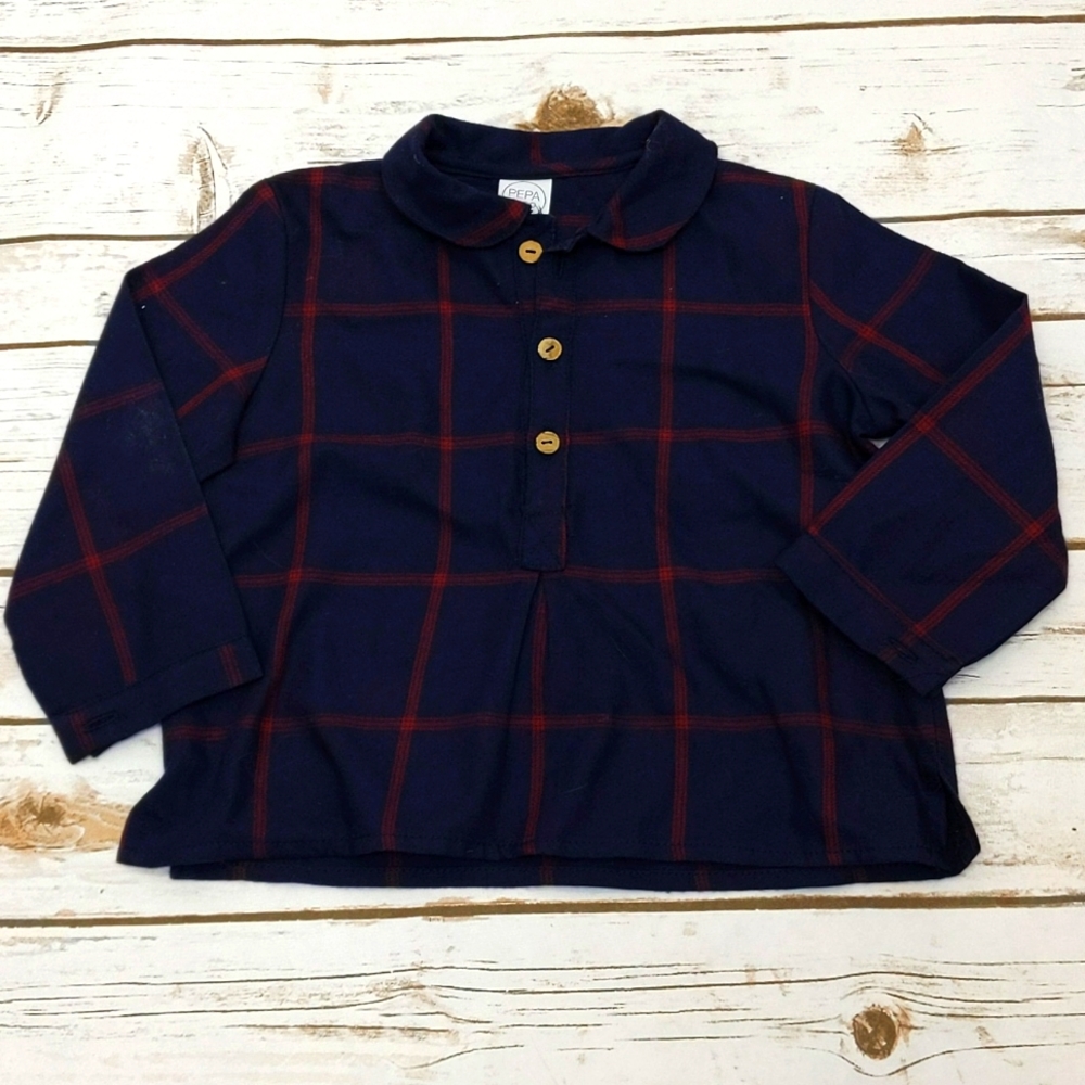 Pepa & Co Navy/Red Plaid Top 18M